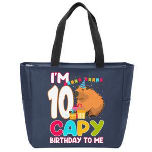 IM 10 Year Old Capy Birthday To Me 10th Birthday Capybara Zip Tote Bag