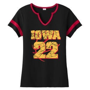 Iowa 22 Basketball Sports Fan Ladies Halftime Notch Neck Tee