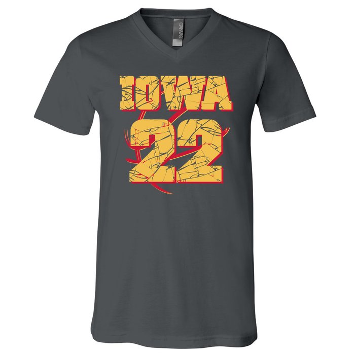 Iowa 22 Basketball Sports Fan V-Neck T-Shirt