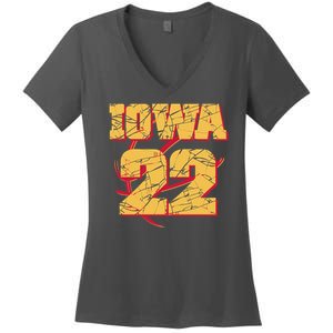 Iowa 22 Basketball Sports Fan Women's V-Neck T-Shirt