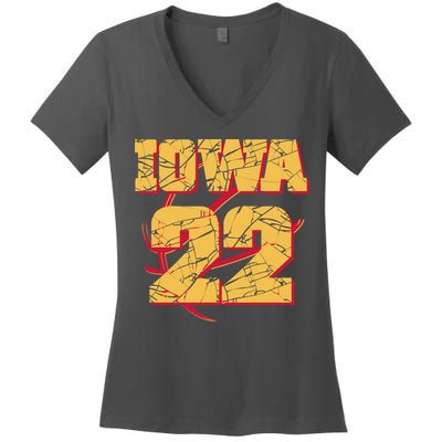 Iowa 22 Basketball Sports Fan Women's V-Neck T-Shirt