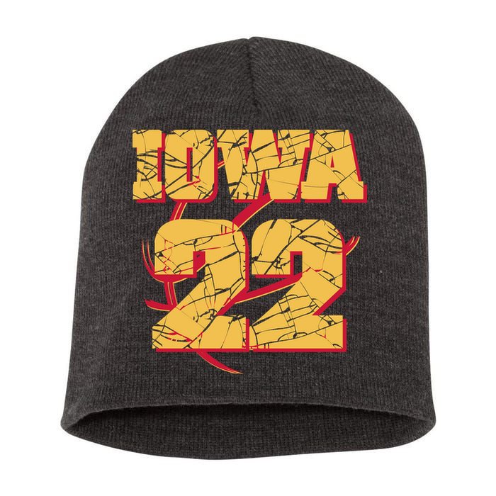 Iowa 22 Basketball Sports Fan Short Acrylic Beanie