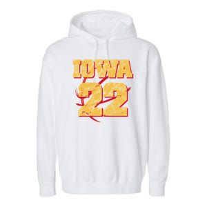 Iowa 22 Basketball Sports Fan Garment-Dyed Fleece Hoodie