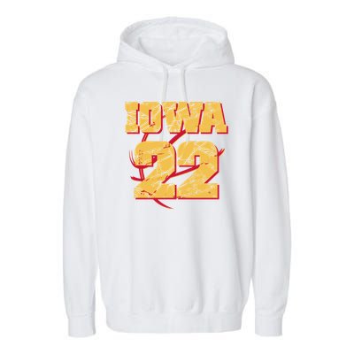 Iowa 22 Basketball Sports Fan Garment-Dyed Fleece Hoodie