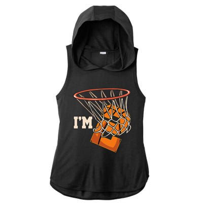 IM 2 Basketball Theme Birthday Party Celebration 2nd Ladies PosiCharge Tri-Blend Wicking Draft Hoodie Tank