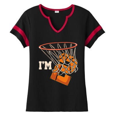 IM 2 Basketball Theme Birthday Party Celebration 2nd Ladies Halftime Notch Neck Tee