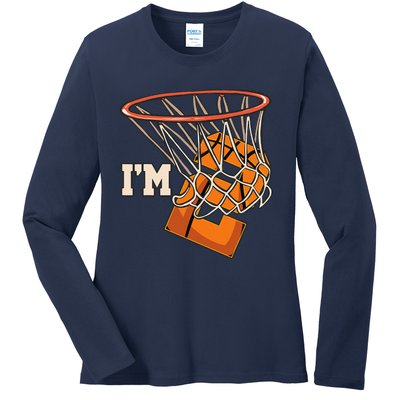 IM 2 Basketball Theme Birthday Party Celebration 2nd Ladies Long Sleeve Shirt