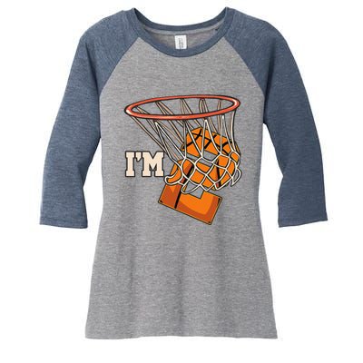 IM 2 Basketball Theme Birthday Party Celebration 2nd Women's Tri-Blend 3/4-Sleeve Raglan Shirt