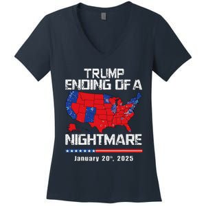 Inauguration 2025 Ending Of A Nightmare Trump 47th President Women's V-Neck T-Shirt