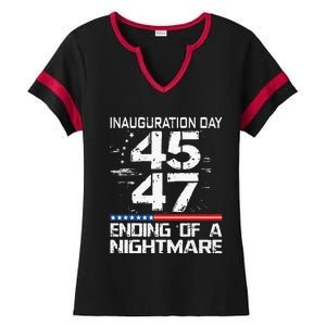 Inauguration 2025 Ending Of A Nightmare Trump 47th President Ladies Halftime Notch Neck Tee