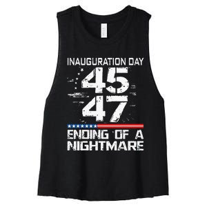 Inauguration 2025 Ending Of A Nightmare Trump 47th President Women's Racerback Cropped Tank