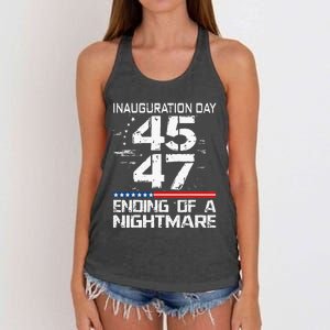 Inauguration 2025 Ending Of A Nightmare Trump 47th President Women's Knotted Racerback Tank