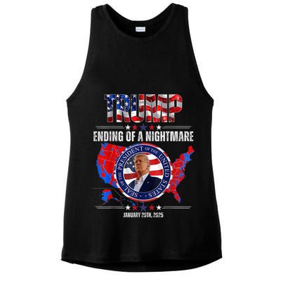Inauguration 2025 Ending Of A Nightmare President Donald J Trump Ladies PosiCharge Tri-Blend Wicking Tank