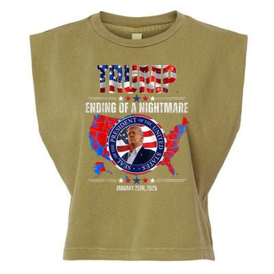 Inauguration 2025 Ending Of A Nightmare President Donald J Trump Garment-Dyed Women's Muscle Tee