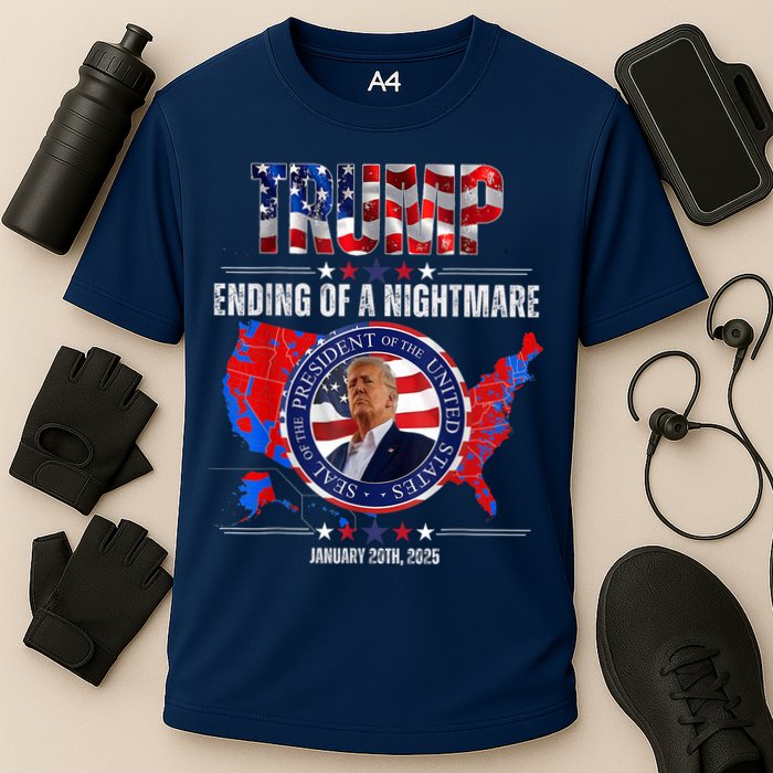Inauguration 2025 Ending Of A Nightmare President Donald J Trump Cooling Performance Crew T-Shirt