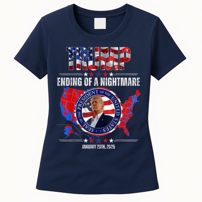Inauguration 2025 Ending Of A Nightmare President Donald J Trump Womens T-Shirt