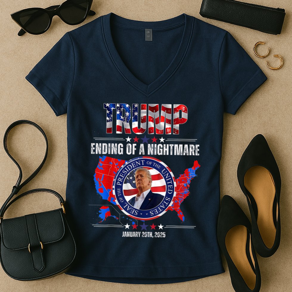Inauguration 2025 Ending Of A Nightmare President Donald J Trump Women's V-Neck T-Shirt