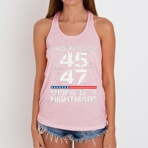 Inauguration 2025 Ending Of A Nightmare Trump 47th President (3) Women's Knotted Racerback Tank