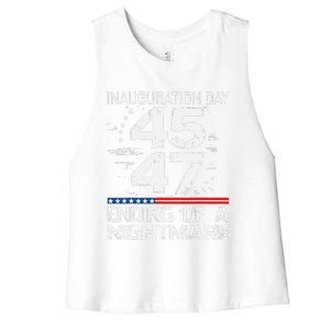 Inauguration 2025 Ending Of A Nightmare Trump 47th President (3) Women's Racerback Cropped Tank