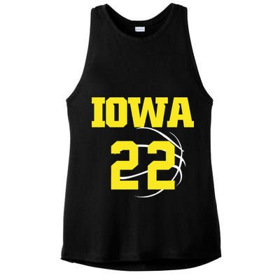 IOWA 22 Jersey 22 Golden Yellow Sports Team Jersey Number Ladies PosiCharge Tri-Blend Wicking Tank