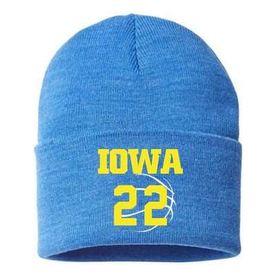IOWA 22 Jersey 22 Golden Yellow Sports Team Jersey Number Sustainable Knit Beanie