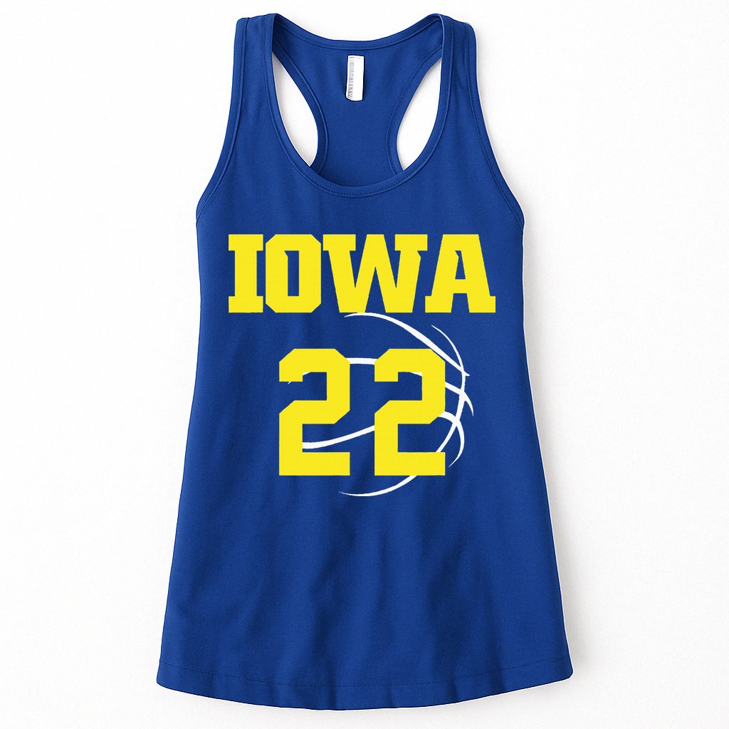 IOWA 22 Jersey 22 Golden Yellow Sports Team Jersey Number Womens Tank Top