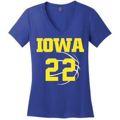 IOWA 22 Jersey 22 Golden Yellow Sports Team Jersey Number Women's V-Neck T-Shirt
