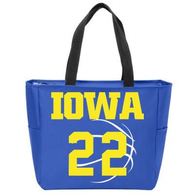 IOWA 22 Jersey 22 Golden Yellow Sports Team Jersey Number Zip Tote Bag