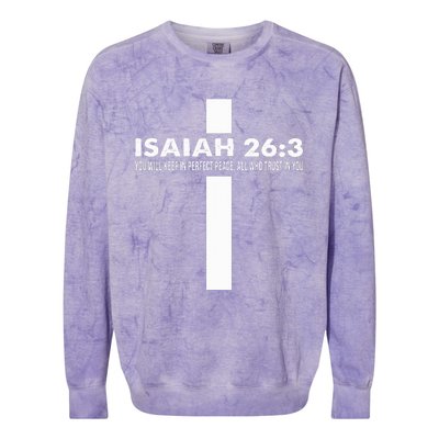 Isaiah 263 Modern Christian Religious Cross Minimalist Colorblast Crewneck Sweatshirt