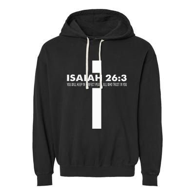 Isaiah 263 Modern Christian Religious Cross Minimalist Garment-Dyed Fleece Hoodie