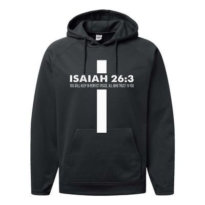 Isaiah 263 Modern Christian Religious Cross Minimalist Performance Fleece Hoodie