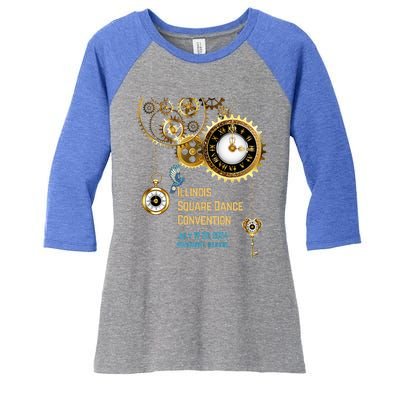 ILSDC 2024 Square Dance Convention Women's Tri-Blend 3/4-Sleeve Raglan Shirt