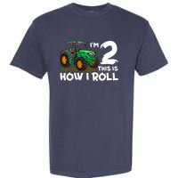 IM 2 This Is How I Roll Tractor 2 Year Old Birthday Farming Garment-Dyed Heavyweight T-Shirt