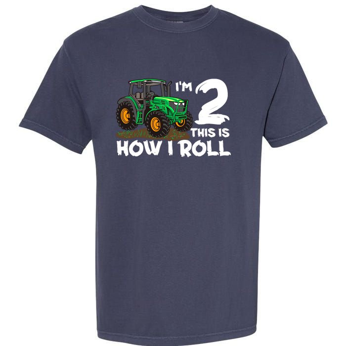 IM 2 This Is How I Roll Tractor 2 Year Old Birthday Farming Garment-Dyed Heavyweight T-Shirt