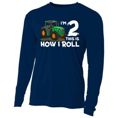 IM 2 This Is How I Roll Tractor 2 Year Old Birthday Farming Cooling Performance Long Sleeve Crew