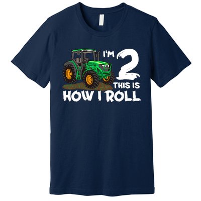 IM 2 This Is How I Roll Tractor 2 Year Old Birthday Farming Premium T-Shirt