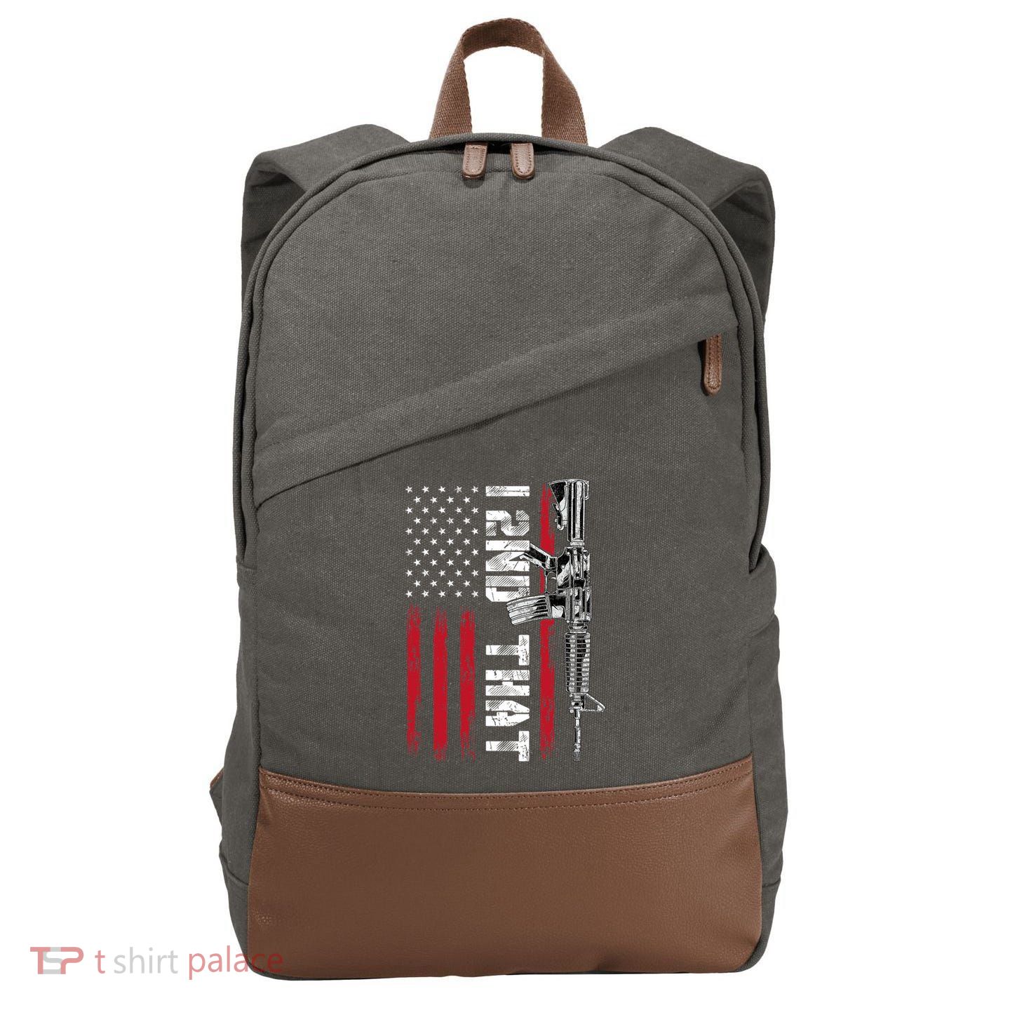 I 2nd That Second Amendment Pro Gun American Flag Patriotic Cotton Canvas Backpack