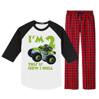 I'm 2 This Is How I Roll Monster Truck Raglan Sleeve Pajama Set