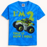 I'm 2 This Is How I Roll Monster Truck Kids Tie-Dye T-Shirt