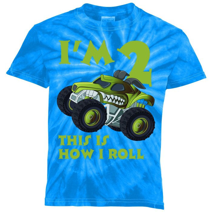 I'm 2 This Is How I Roll Monster Truck Kids Tie-Dye T-Shirt