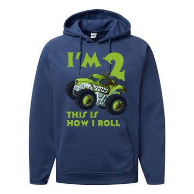 I'm 2 This Is How I Roll Monster Truck Performance Fleece Hoodie