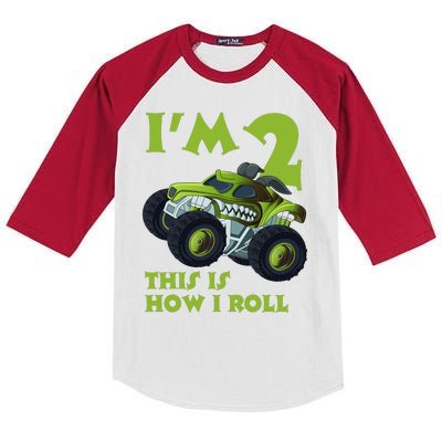 I'm 2 This Is How I Roll Monster Truck Kids Colorblock Raglan Jersey