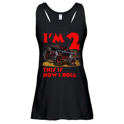 I'm 2 Two This Is How I Roll Monster Truck 2nd Birthday Ladies Essential Flowy Tank