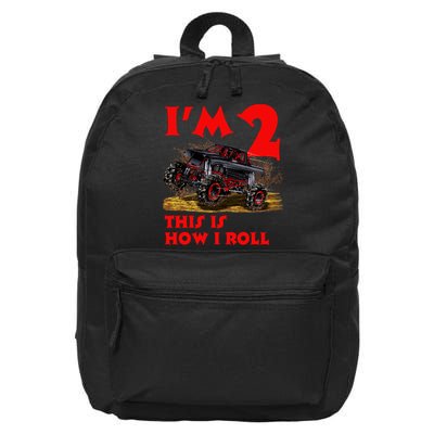 I'm 2 Two This Is How I Roll Monster Truck 2nd Birthday 16 in Basic Backpack