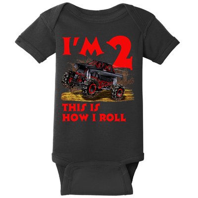 I'm 2 Two This Is How I Roll Monster Truck 2nd Birthday Baby Bodysuit