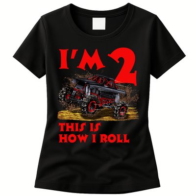 I'm 2 Two This Is How I Roll Monster Truck 2nd Birthday Womens T-Shirt