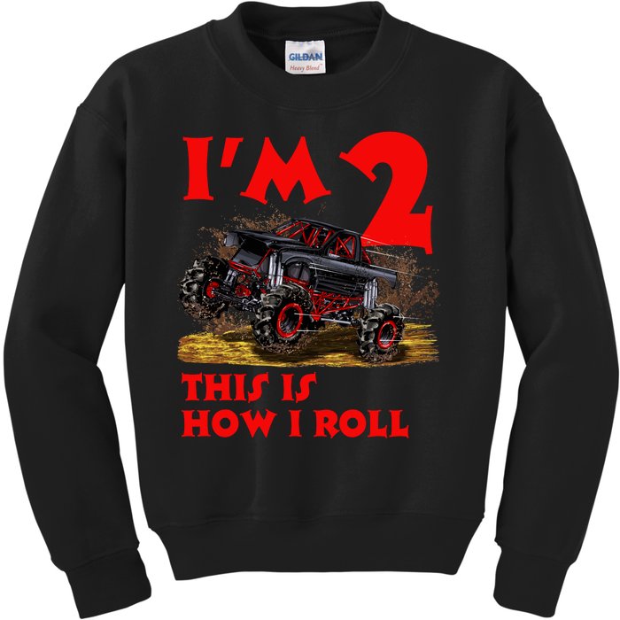 I'm 2 Two This Is How I Roll Monster Truck 2nd Birthday Kids Sweatshirt