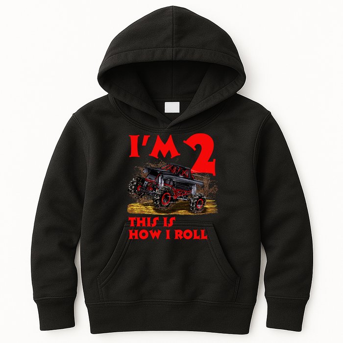 I'm 2 Two This Is How I Roll Monster Truck 2nd Birthday Kids Hoodie