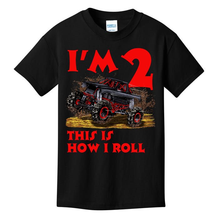 I'm 2 Two This Is How I Roll Monster Truck 2nd Birthday Kids T-Shirt