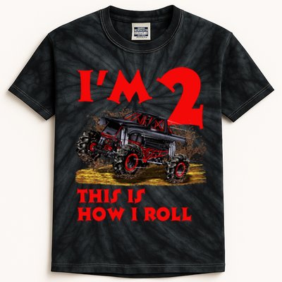 I'm 2 Two This Is How I Roll Monster Truck 2nd Birthday Kids Tie-Dye T-Shirt